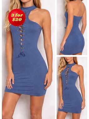 SJL Apparel Lace-Up Halter Dress